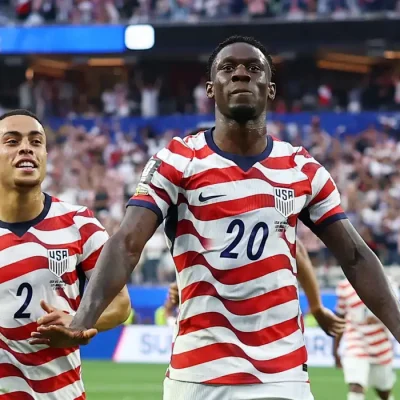 Soccer Football - FIFA World Cup 2026 - Group D - United States v Paraguay - Los Angeles Stadium, Inglewood, California, U.S. - June 12, 2026 Folarin Balogun of the U.S. celebrates scoring their third goal REUTERS/Matthew Childs