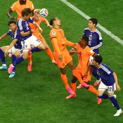 Soccer Football - FIFA World Cup 2026 - Group F - Netherlands v Japan - Dallas Stadium, Arlington, Texas, U.S. - June 14, 2026 Japan's Daichi Kamada scores their second goal REUTERS/Kai Pfaffenbach     TPX IMAGES OF THE DAY