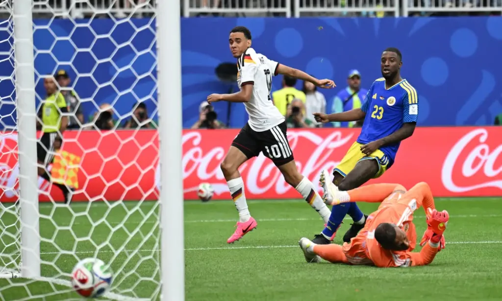 Soccer Football - FIFA World Cup 2026 - Group E - Germany v Curacao - Houston Stadium, Houston, Texas, U.S. - June 14, 2026 Germany's Jamal Musiala scores their fourth goal REUTERS/Annegret Hilse