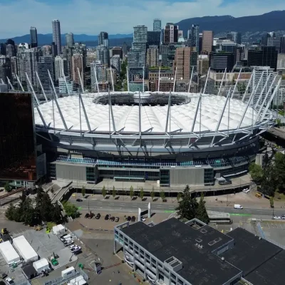 A drone view shows BC Place stadium, ahead of the FIFA World Cup soccer tournament, in Vancouver, British Columbia, Canada May 12, 2026. REUTERS/Jennifer Gauthier