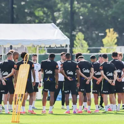 Soccer Football - FIFA World Cup 2026 - Brazil Training - Columbia Park Training Facility, Morristown, New Jersey, U.S. - June 15, 2026
General view during training IMAGN IMAGES via Reuters/Caean Couto