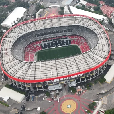 FILE PHOTO: A drone view shows Banorte Stadium, also known as Azteca Stadium, as renovation work continues ahead of the World Cup, which begins on June 11, in Mexico City, Mexico, May 11, 2026. REUTERS/Henry Romero/File Photo