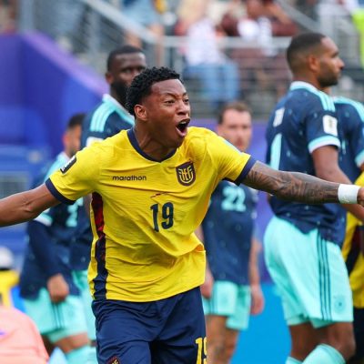 Soccer Football - FIFA World Cup 2026 - Group E - Ecuador v Germany - New York/New Jersey Stadium, East Rutherford, New Jersey, U.S. - June 25, 2026 Ecuador's Gonzalo Plata celebrates scoring their second goal REUTERS/Mike Segar