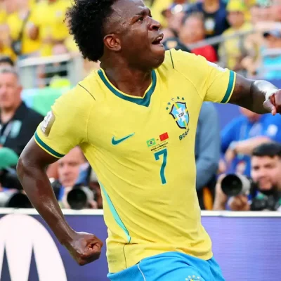 Soccer Football - FIFA World Cup 2026 - Group C - Brazil v Morocco - New York/New Jersey Stadium, East Rutherford, New Jersey, U.S. - June 13, 2026 Brazil's Vinicius Junior reacts IMAGN IMAGES via Reuters/Caean Couto