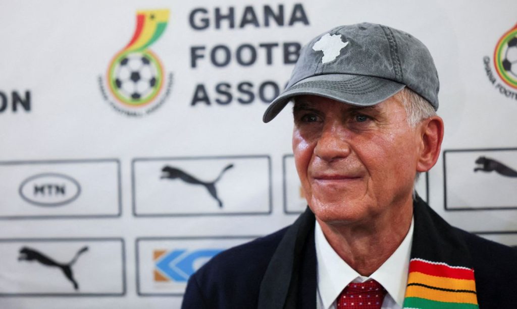 Técnico da seleção de Gana, Carlos Queiroz, durante entrevista coletiva em Accra
23 de abril de 2026 REUTERS/Francis Kokoroko