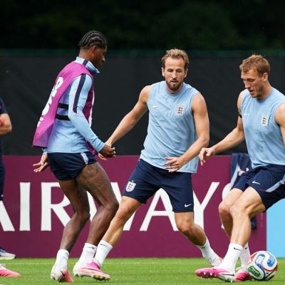 Soccer Football - FIFA World Cup 2026 - England Training - Swope Soccer Village, Kansas City, Missouri, U.S. - June 26, 2026
England's Marcus Rashford, Dan Burn and Harry Kane during training IMAGN IMAGES via Reuters/Denny Medley