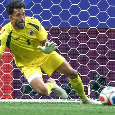 Soccer Football - FIFA World Cup 2026 - Group H - Spain v Cape Verde - Atlanta Stadium, Atlanta, Georgia, U.S. - June 15, 2026
Cape Verde's Vozinha in action as he makes a save IMAGN IMAGES via Reuters/Brett Davis