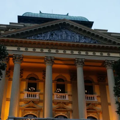 Reinauguração da fachada restaurada da Biblioteca Nacional, na Cinelândia, Rio de Janeiro.