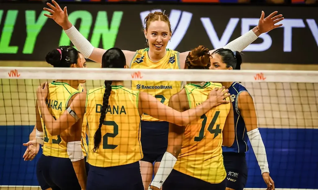 Brasil vence Países Baixos (Holanda) por 3 sets a 1 na estreia da Liga das nações de vôlei feminino - seleção feminina de vôlei - em 3/06/2026