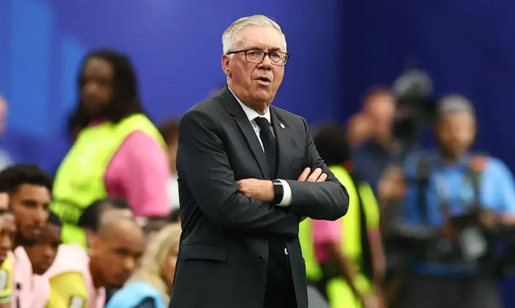 Soccer Football - FIFA World Cup 2026 - Round of 32 - Brazil v Japan - Houston Stadium, Houston, Texas, U.S. - June 29, 2026 Brazil coach Carlo Ancelotti looks on REUTERS/Phil Noble