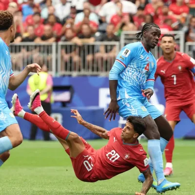 Soccer Football - FIFA World Cup 2026 - Group K - Portugal v DR Congo - Houston Stadium, Houston, Texas, U.S. - June 17, 2026 DR Congo's Axel Tuanzebe in action as Portugal's Joao Cancelo scores a goal that was later disallowed IMAGN IMAGES via Reuters/Troy Taormina