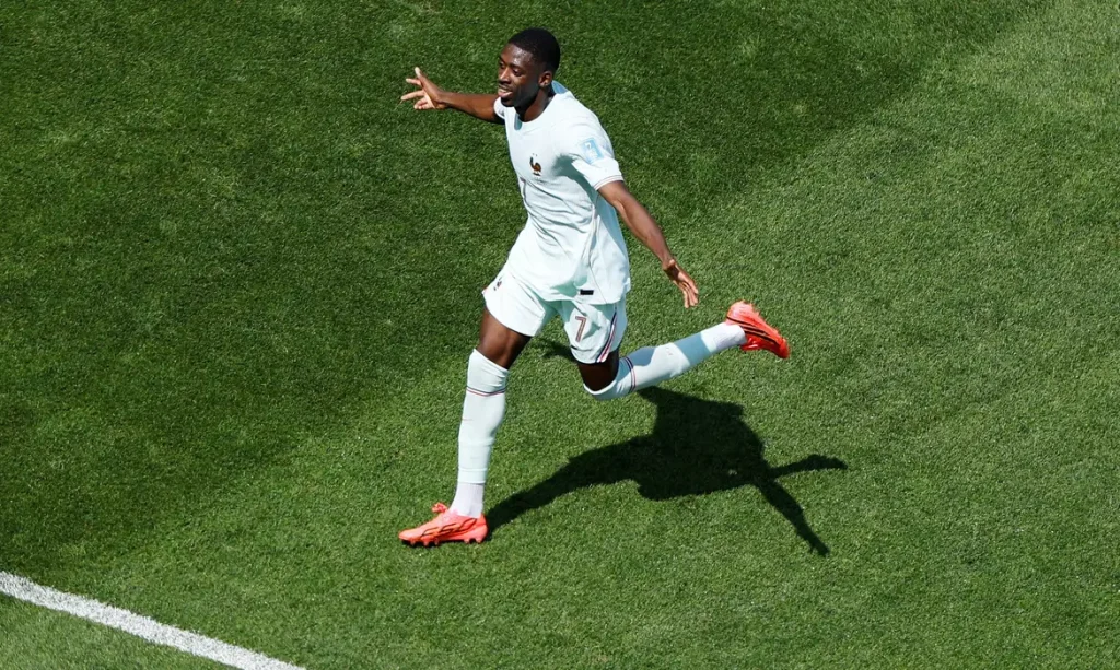Ousmane Dembélé, da França, comemora ao marcar o terceiro gol da sua equipe 
26 de junho de 2026 REUTERS/Jeenah Moon