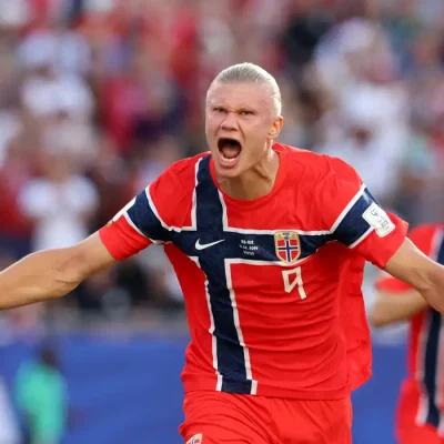 Erling Haaland, da Noruega, comemora ao marcar o primeiro gol
16 de junho de 2026 IMAGN IMAGES via Reuters/Paul Rutherford