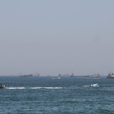 Ships and boats in the Strait of Hormuz, Musandam, Oman, May 4, 2026. REUTERS/Stringer