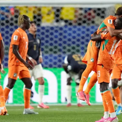 Soccer Football - FIFA World Cup 2026 - Group E - Ivory Coast v Ecuador - Philadelphia Stadium, Philadelphia, Pennsylvania, U.S. - June 14, 2026 Ivory Coast's Amad Diallo and Nicolas Pepe celebrate after the match IMAGN IMAGES via Reuters/Kyle Ross