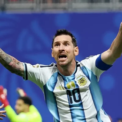 Soccer Football - FIFA World Cup 2026 - Round of 16 - Argentina v Egypt - Atlanta Stadium, Atlanta, Georgia, U.S. - July 7, 2026 Argentina's Lionel Messi celebrates scoring their second goal REUTERS/Carlos Barria