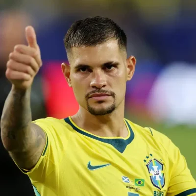Soccer Football - FIFA World Cup 2026 - Group C - Scotland v Brazil - Miami Stadium, Miami Gardens, Florida, U.S. - June 24, 2026
Brazil's Bruno Guimaraes celebrates after the match REUTERS/Paul Childs
