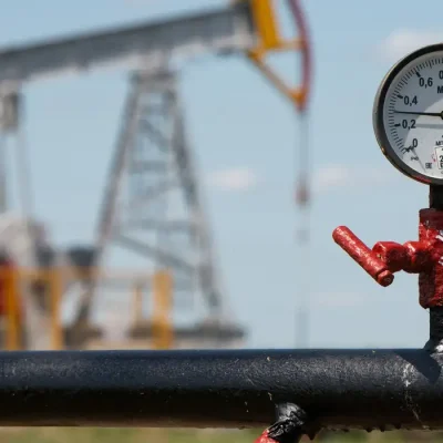 Imagem mostra um equipamento de medir pressão próximo a bombas de extração de petróleo nos arredores de Almetyevsk, na República do Tartaristão, Rússia
14/07/2025
Reuters/Stringer/Proibida reprodução