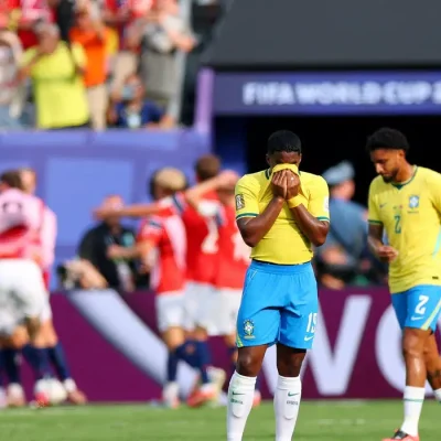 Soccer Football - FIFA World Cup 2026 - Round of 16 - Brazil v Norway - New York New Jersey Stadium, East Rutherford, New Jersey, U.S. - July 5, 2026 Brazil's Endrick looks dejected after Norway's Erling Haaland scores their second goal REUTERS/Mike Segar TPX IMAGES OF THE DAY