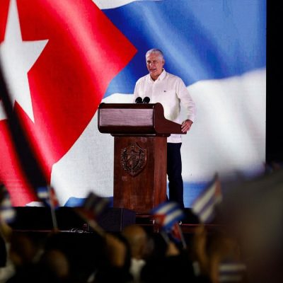 Cuba's President Miguel Diaz-Canel speaks during a ceremony marking National Rebellion Day, which commemorates the start of the 1953 uprising against U.S.-backed dictator Fulgencio Batista that ignited the Cuban Revolution, in Pinar del Rio, Cuba, July 26, 2026. REUTERS/Norlys Perez/Proibida Reprodução
