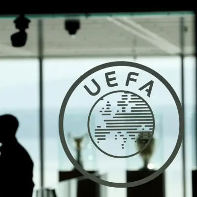 Logo da Uefa na sede da entidade em Nyon, na Suíça
10 de outubro de 2023 REUTERS/Denis Balibouse