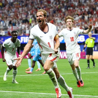 Soccer Football - FIFA World Cup 2026 - Round of 32 - England v DR Congo - Atlanta Stadium, Atlanta, Georgia, U.S. - July 1, 2026 England's Harry Kane celebrates scoring their second goal REUTERS/Claudia Greco