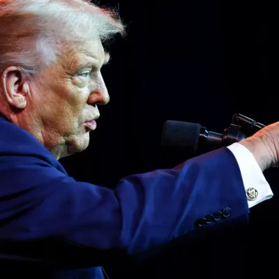 U.S. President Donald Trump addresses House Republicans at their annual issues conference retreat, at the Kennedy Center, renamed the Trump-Kennedy Center by the Trump-appointed board of directors, in Washington, D.C., U.S., January 6, 2026. REUTERS/Kevin Lamarque