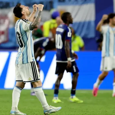 Soccer Football - FIFA World Cup 2026 - Round of 32 - Argentina v Cape Verde - Miami Stadium, Miami Gardens, Florida, U.S. - July 3, 2026
Argentina's Lionel Messi celebrates after the match as Argentina qualify for the Round of 16 stage of the World Cup REUTERS/Paul Childs