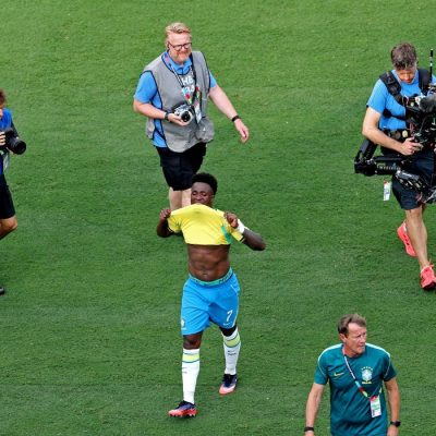 Soccer Football - FIFA World Cup 2026 - Round of 16 - Brazil v Norway - New York New Jersey Stadium, East Rutherford, New Jersey, U.S. - July 5, 2026 Brazil's Vinicius Junior looks dejected after the match REUTERS/John Sibley