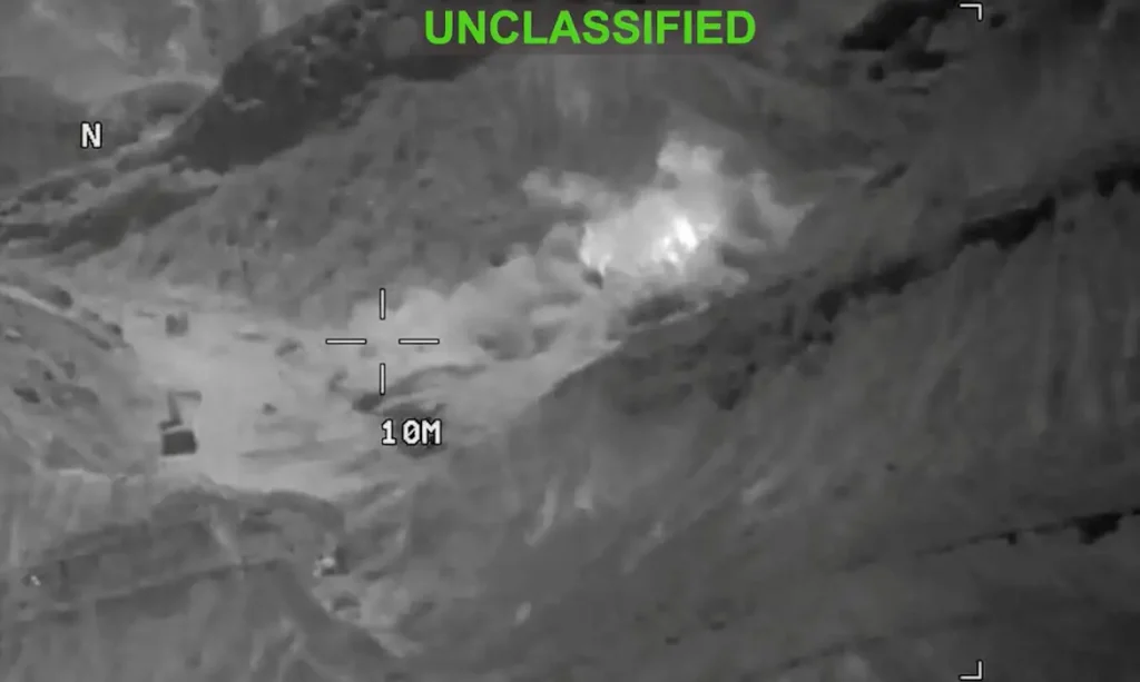Smoke rises from an explosion at an unknown location, during what U.S. Central Command (CENTCOM) says are strikes on Iran, in this screen grab taken from a handout video released on July 18, 2026. U.S. Central Command/Handout via REUTERS THIS IMAGE HAS BEEN SUPPLIED BY A THIRD PARTY. MANDATORY CREDIT. OVERLAY AND MASKING AT SOURCE.  Verification lines:  -Location and date could not be verified -No earlier version of the video found posted online before July 18