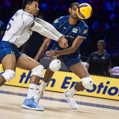 Chicago, 18/07/2027Lance de jogo entre Brasil e Polônia válido pela Liga das Nações de Vôlei. Foto: Volleyball World/Divulgação