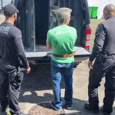 Rio de Janeiro (RJ), 12/11/2024 - Rogério Andrade no início da transferência para o Presídio Federal de Campo Grande. Foto: Seap-RJ/Divulgação