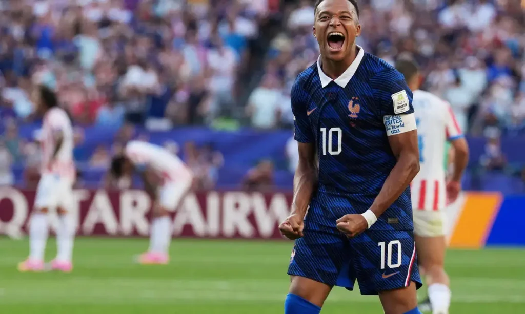 Soccer Football - FIFA World Cup 2026 - Round of 16 - Paraguay v France - Philadelphia Stadium, Philadelphia, Pennsylvania, U.S. - July 4, 2026
France's Kylian Mbappe celebrates after the match IMAGN IMAGES via Reuters/James Lang TPX IMAGES OF THE DAY