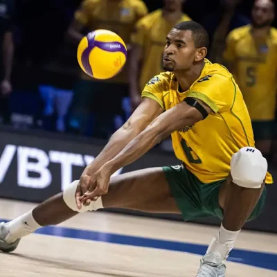 Chicago, 19/07/2027 - Lance de jogo entre Brasil e China válido pela Liga das Nações de Vôlei. Foto: Volleyball World/Divulgação