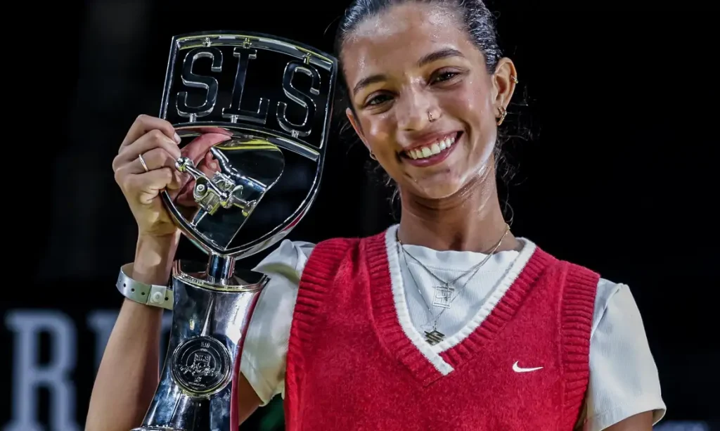 Rayssa Leal é campeã da etapa da SLS no Rio de Janeiro, no Maracanãzinho. Foto: Reprodução Instagram/SLS
