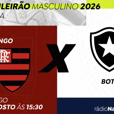 Brasília (DF), 28/08/2026 - Neste domingo (30), Rádio Nacional transmite clássico Flamengo x Botafogo pela 25ª rodada do Brasileirão. Arte/Agência Brasil