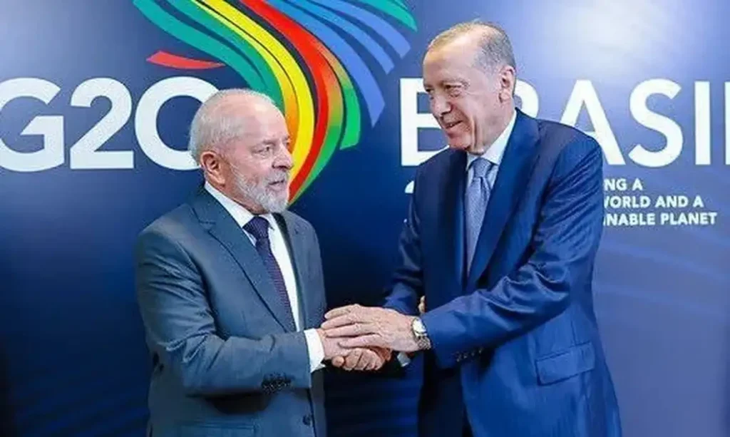 Rio de Janeiro (RJ), 17/11/2024 - O presidente Luiz Inácio Lula da Silva ao lado do presidente da Turquia, Recep Tayyip Erdogan. Foto: Ricardo Stuckert/Arquivo/PR