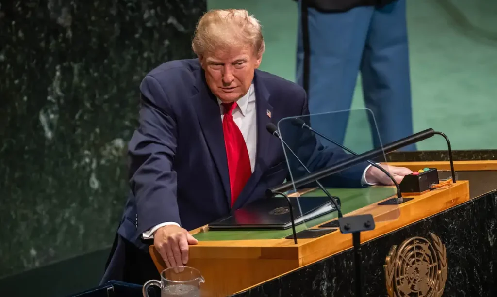 U.S. President Donald Trump speaks at the opening of the United Nations General Assembly.