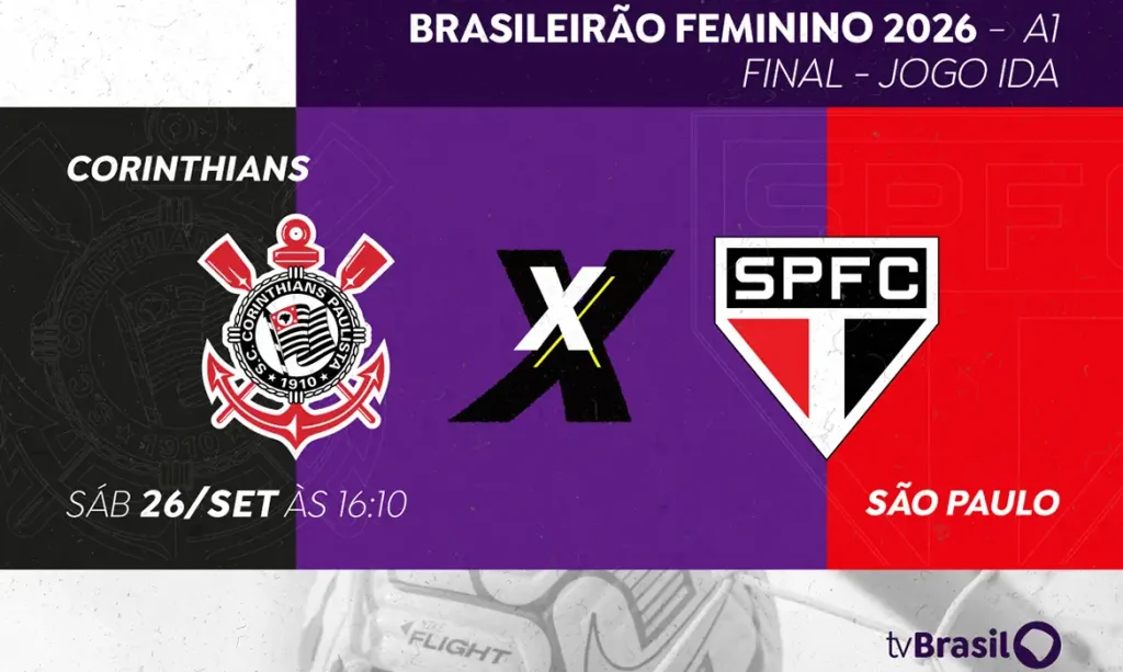 Brasília (DF), 21/09/2026 - TV Brasil exibe primeiro jogo da final do Brasileirão Feminino A1 entre Corinthians e São Paulo. Foto: Arte/Agência Brasil