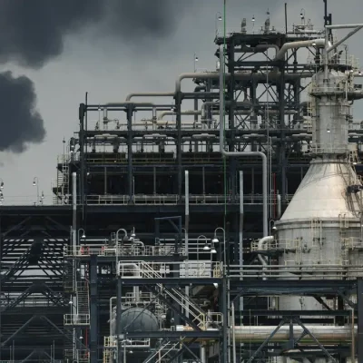FILE PHOTO: A flame rises from a gas flare at the Dangote Industries oil refinery and fertilizer plant site in the Ibeju Lekki district of Lagos, Nigeria March 2, 2026. REUTERS/Sodiq Adelakun//File Photo