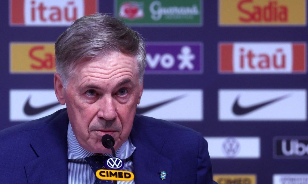 Soccer Football - Brazil coach Carlo Ancelotti Press Conference - CBF Headquarters, Rio de Janeiro, Brazil - March 16, 2026 Brazil coach Carlo Ancelotti during press conference REUTERS/Pilar Olivares