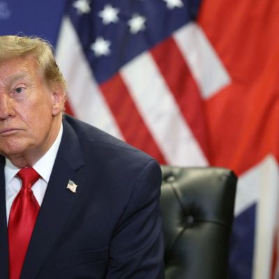 US President Donald Trump looks on during a meeting with Britain's Prime Minister Andy Burnham on the sidelines of the 81st United Nations General Assembly, in New York City, US, September 22, 2026. REUTERS/Toby Melville/Pool